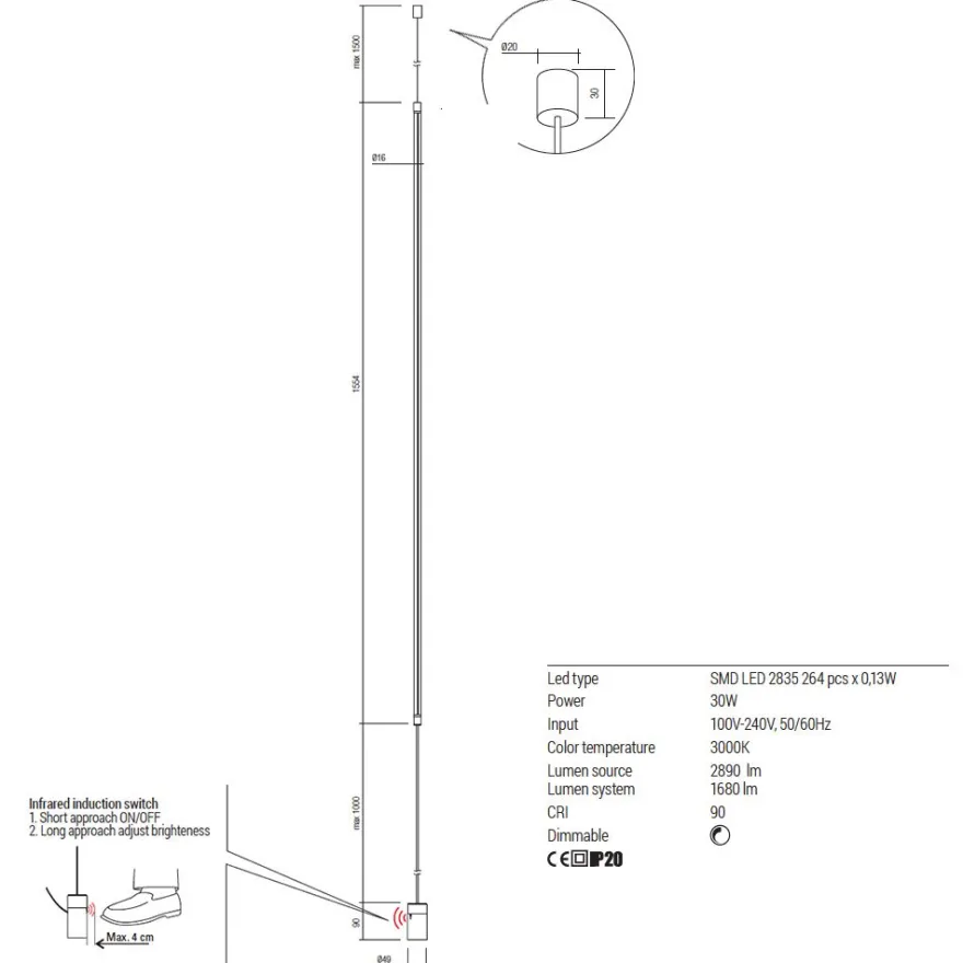 ACROBAT Vertikale Design-Hängeleuchte