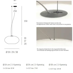 AIH Hochwertige Glas-Pendelleuchte