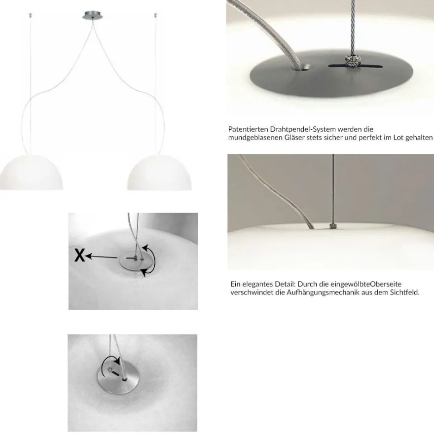 AIH Hochwertige Glas-Pendelleuchte 2-flammig
