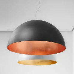 AMEDEO Halbkugel Pendelleuchte mit Blattsilber, Blattgold oder Kupfer