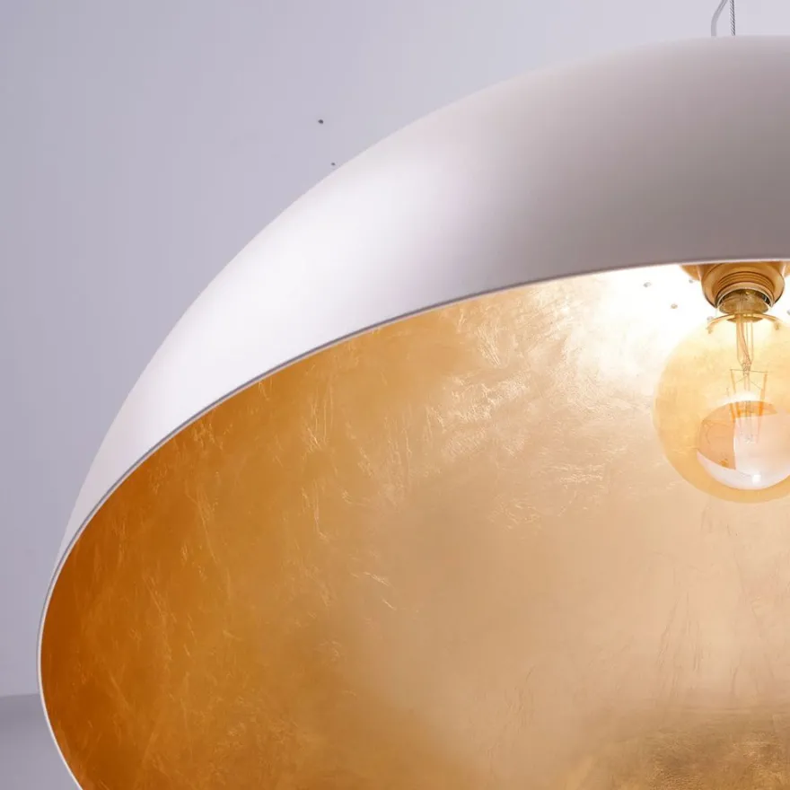 AMEDEO Halbkugel Pendelleuchte mit Blattsilber, Blattgold oder Kupfer