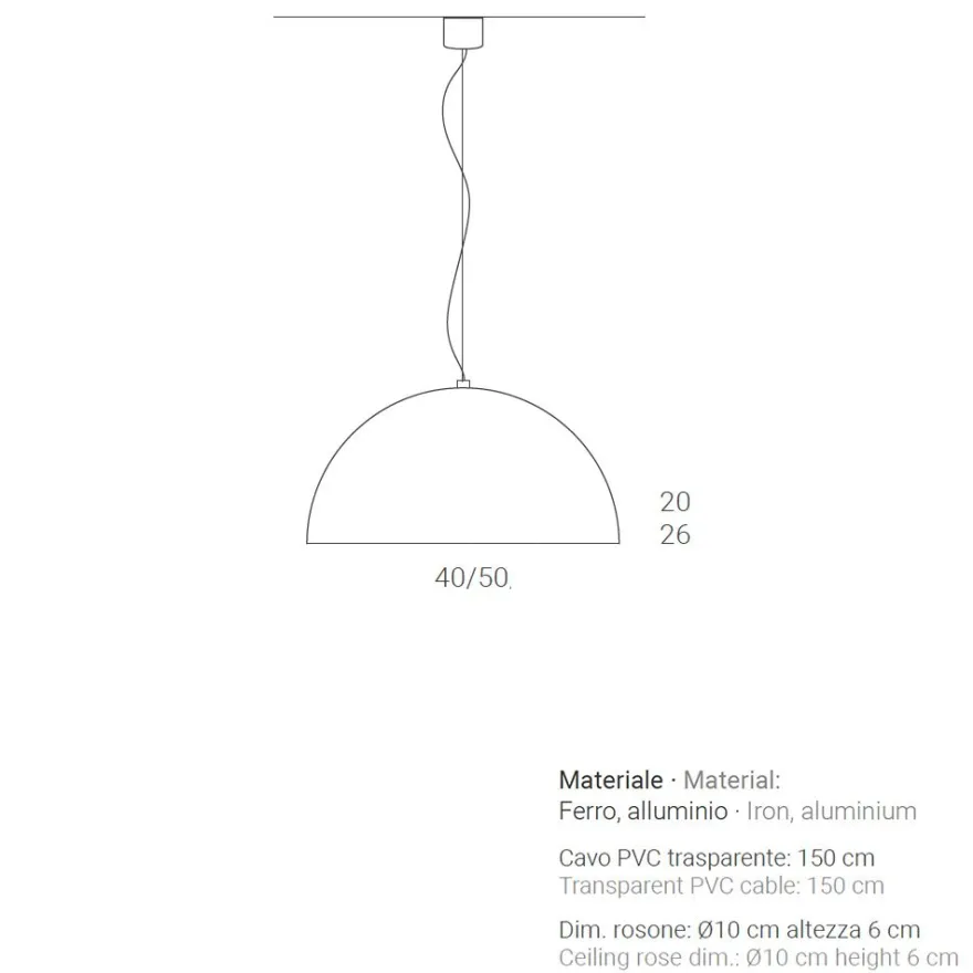 AMEDEO Halbkugel Pendelleuchte Oberfläche Corten (Rost)