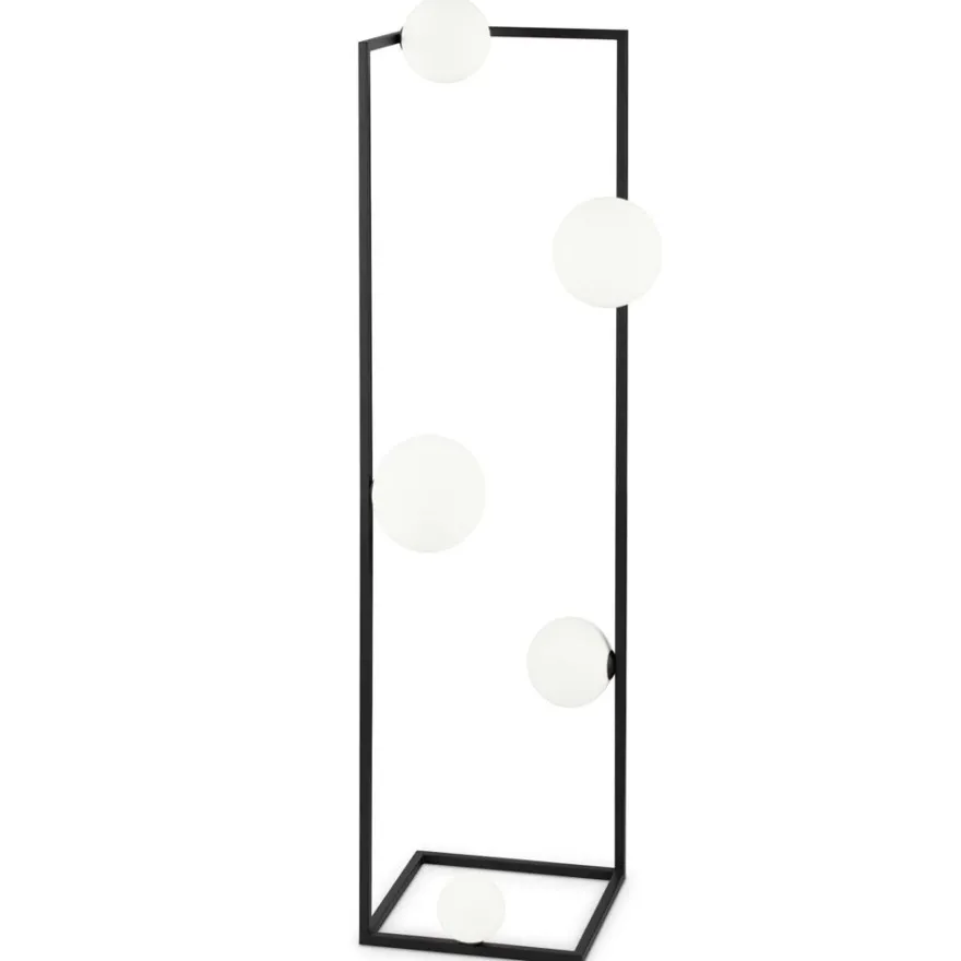 ANGOLO Bodenstehlampe mit fünf Kugelgläsern
