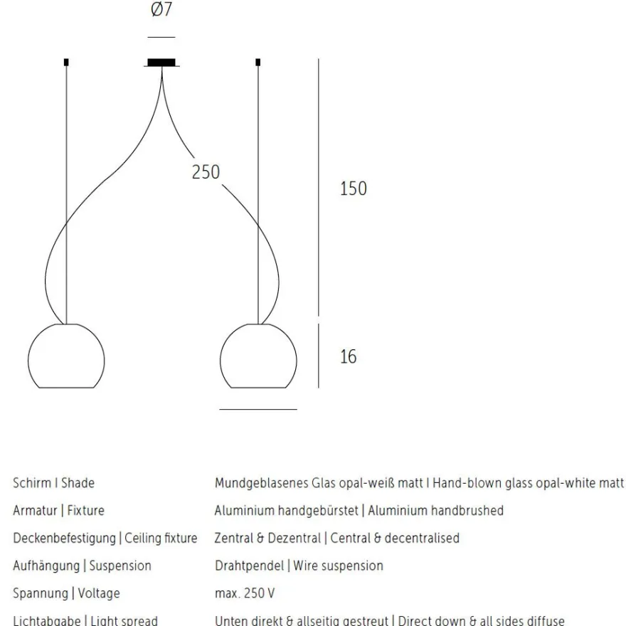 BALL Opalglas Doppelpendel
