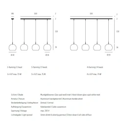 BALL S 3-flammige Opalglas Pendelleuchte