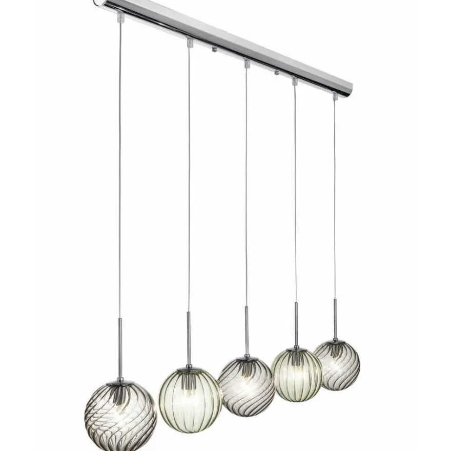 BALOU 5-flammige Glas-Pendelleuchte