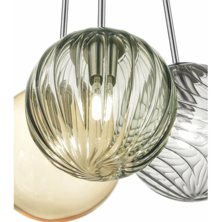 BALOU 5-flammige Glas-Pendelleuchte