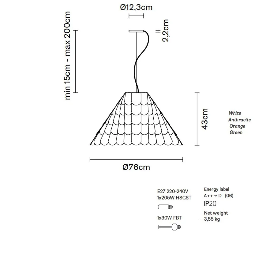 BARBEAU Große Design Hängeleuchte