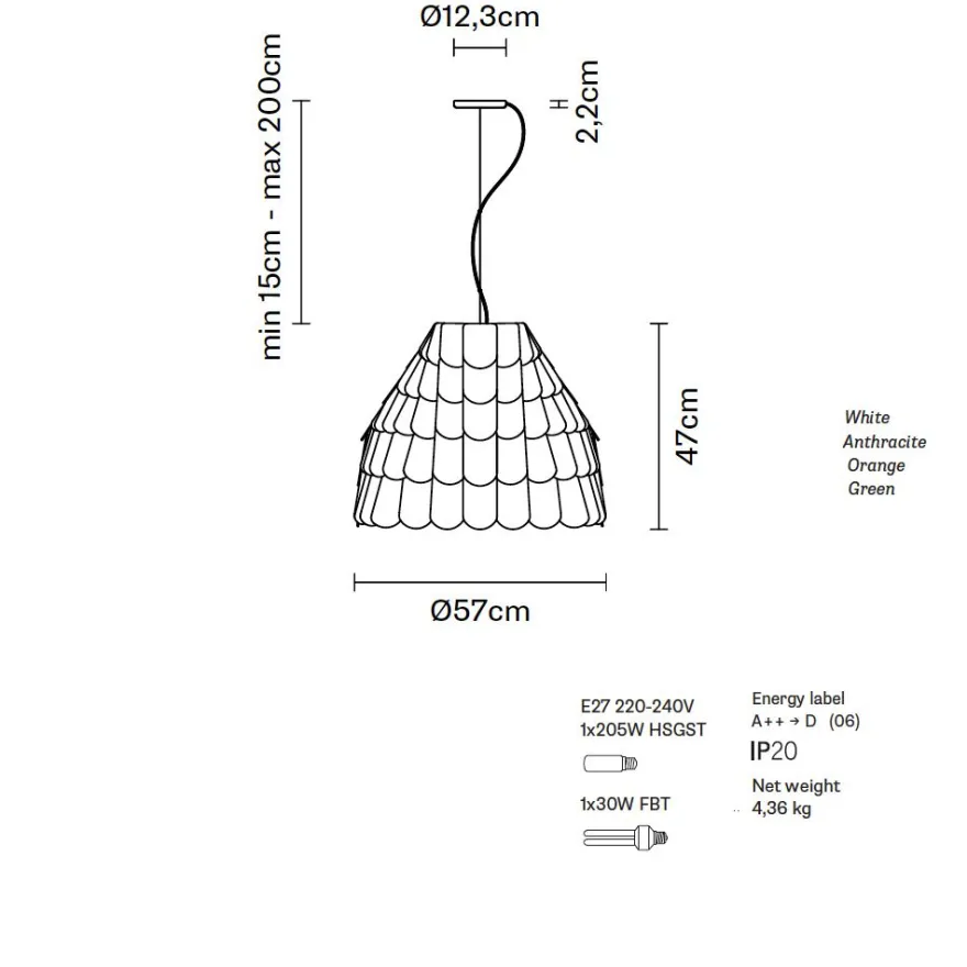 BARBEAU Große Design Hängeleuchte