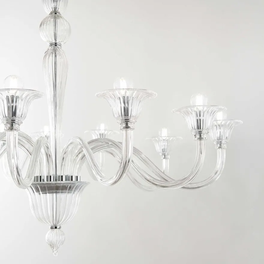 BEAU Italienischer Glas-Kronleuchter 8-flammig