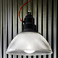BERLINO Industriedesign Hängeleuchte mit Pressglas