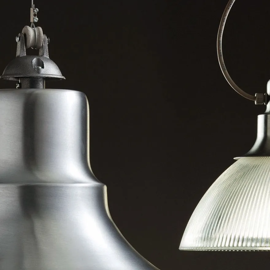 BERLINO Industriedesign Hängeleuchte mit Pressglas
