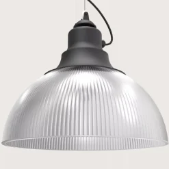 BERLINO Industriedesign Hängeleuchte mit Pressglas