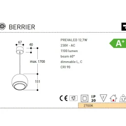 BERRIER Hochwertiges LED Pendel