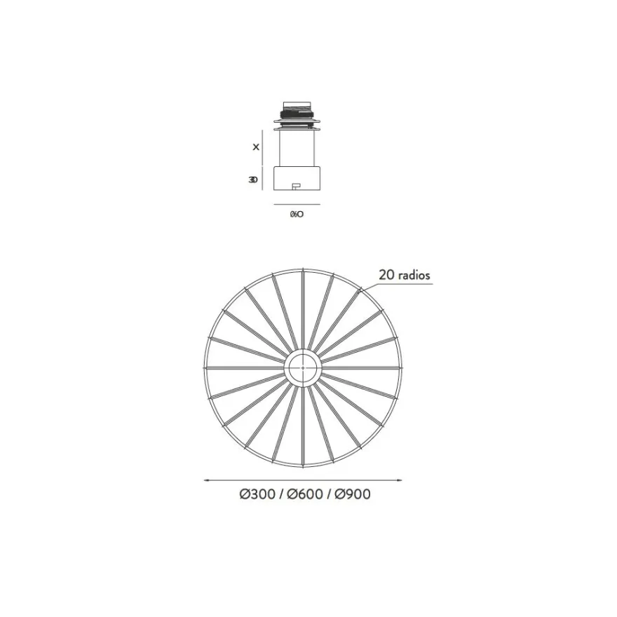 BICICLI Wandleuchte aus Draht in Form eines Speichenrades