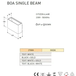 BOA SINGLE Indirekte LED Wandleuchte