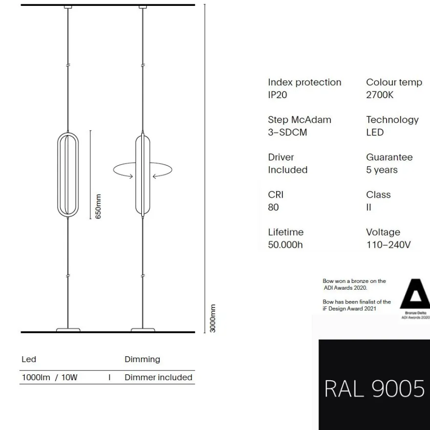 BOW Vertikale Design Hängeleuchte