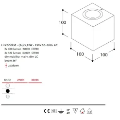BRIX IN Quadratische LED Wandleuchte - 2-flammig