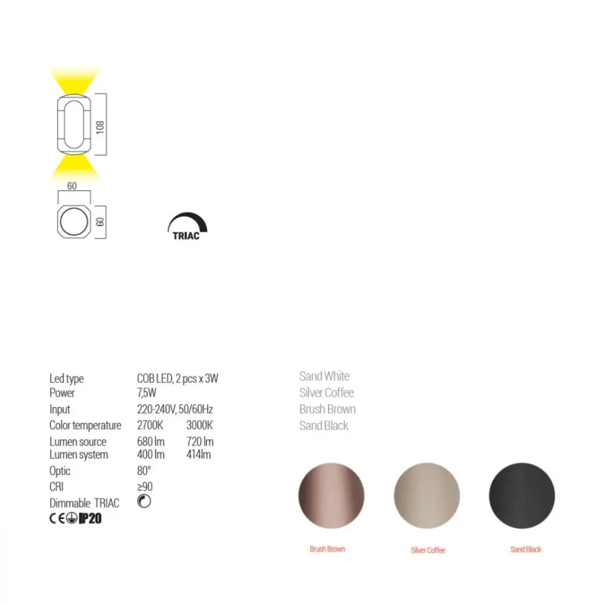 CHRIS Moderne zweistrahlige LED Wandleuchte