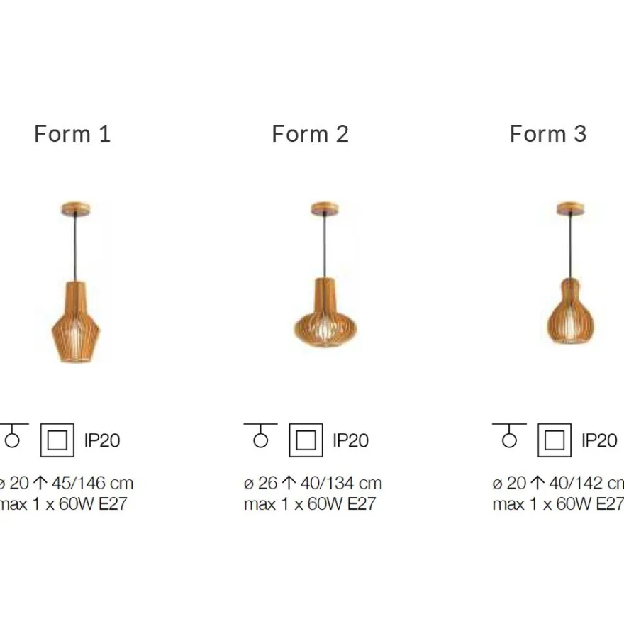 CLAIR Pendelleuchte mit Lampenschirm aus Holz