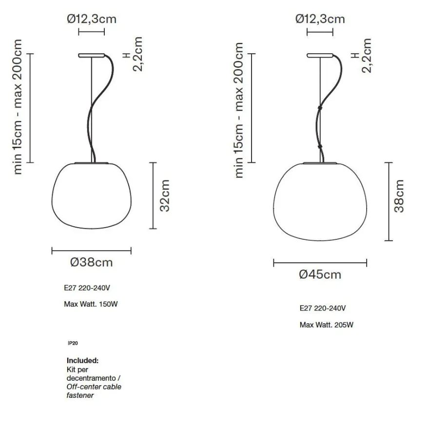 CLEA Italienische Pendelleuchte mit Opalglas