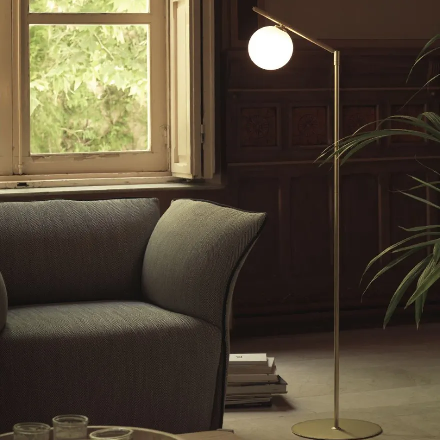 DAVOS Moderne Design Stehleuchte mit Glaskugel
