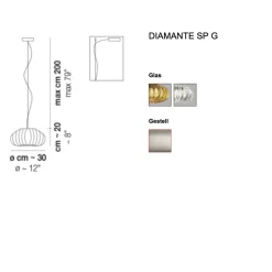 DIAMANTE Brilliante Italienische Glas-Pendelleuchte