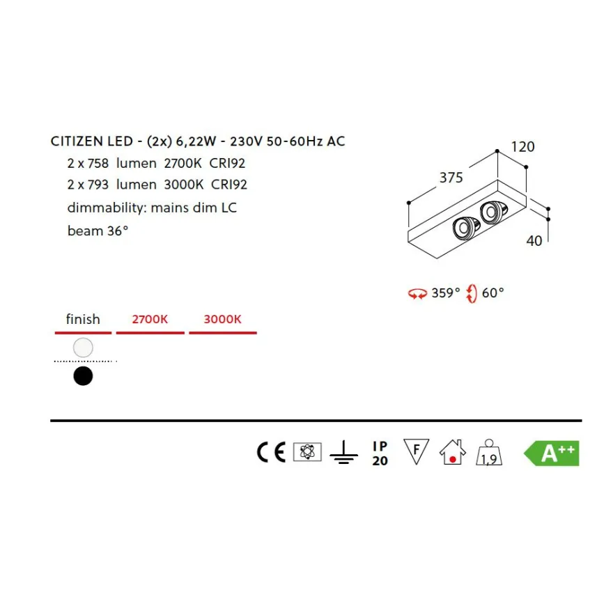 DOMINO SFEROS Dimmbarer Deckenspot