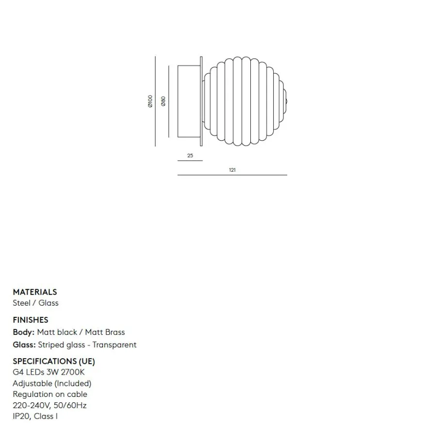 DOUL Kleine Wandlampe mit Glasschirm