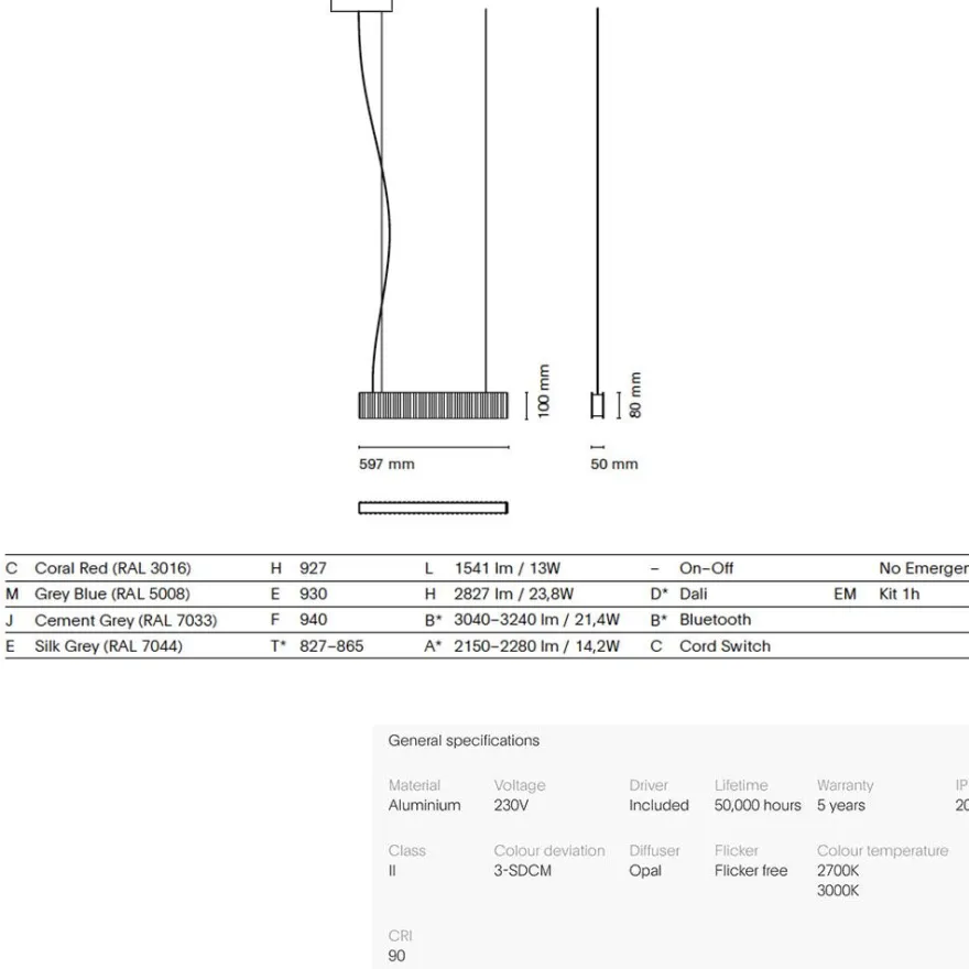 DUNE Lineare Hängeleuchte mit gewellter Front