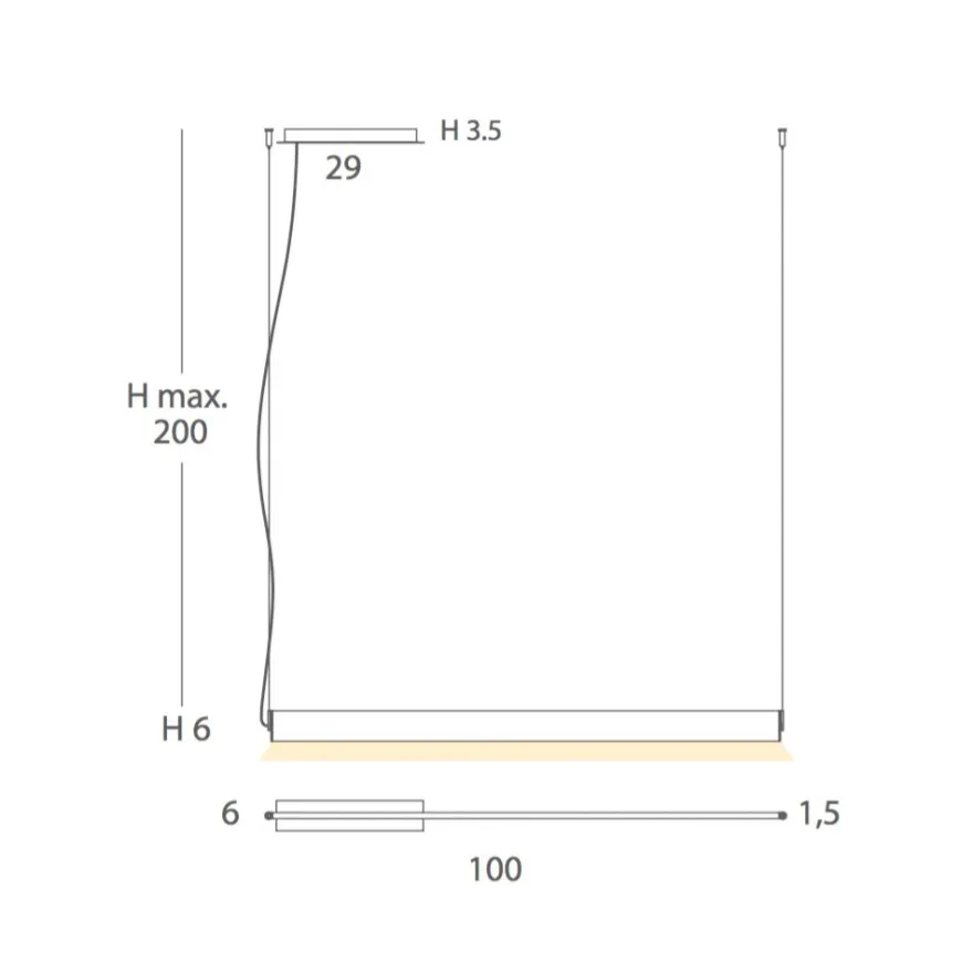 ESPADA Elegante LED Hängeleuchte - 100 cm