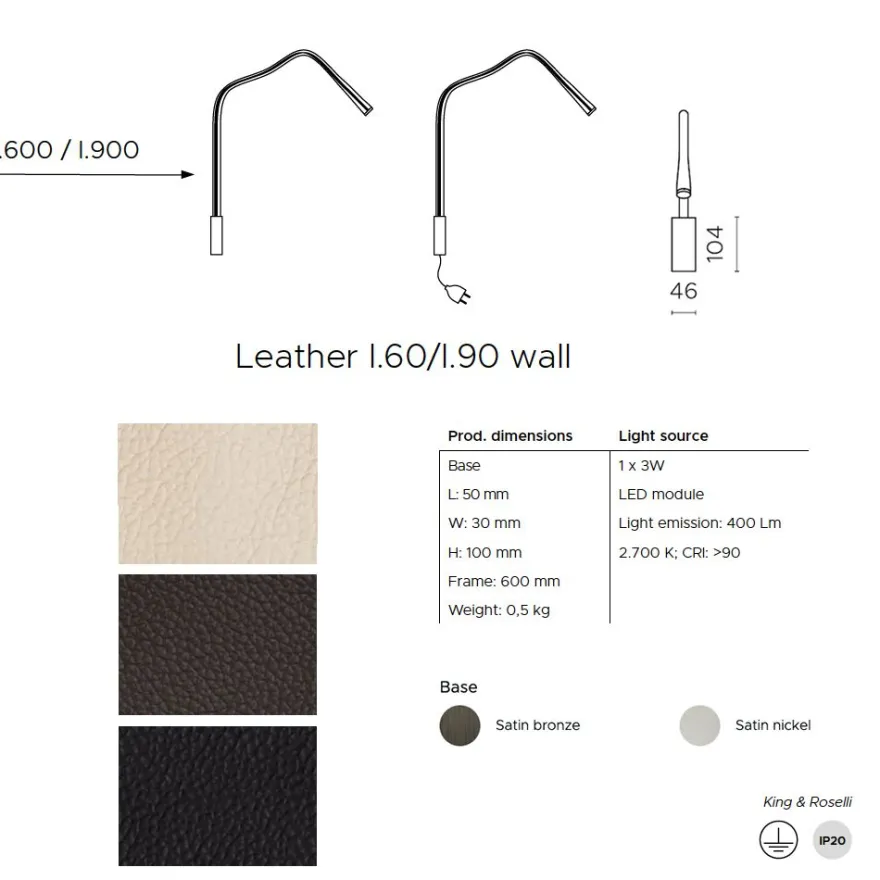 FLEXILED Wandleuchte mit flexiblen Wandarm Leder