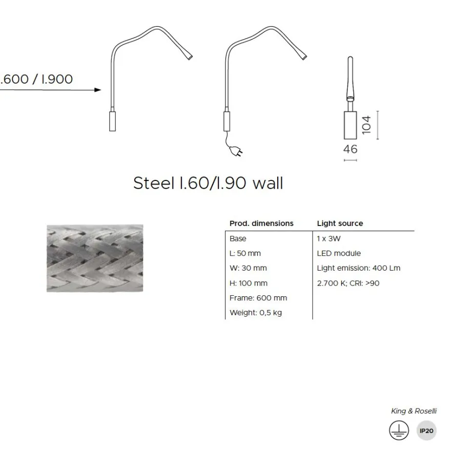 FLEXILED Wandleuchte mit flexiblen Wandarm Stahl