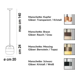 FUTURA Kleine Glas-Hängeleuchte
