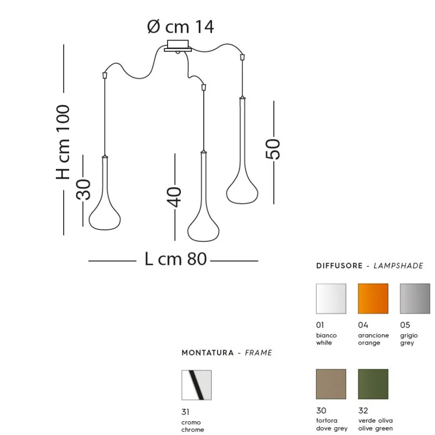 GRANDA 3-flammige Design Hängeleuchte