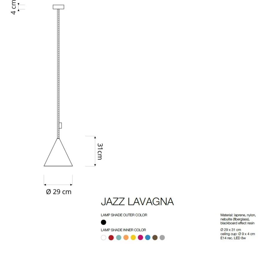 JAZZ LAVAGNA Hängeleuchte mit Tafel-Lack