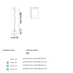 JUBE Zeitlose LED Glaspendelleuchte aus Italien Ø 18 cm