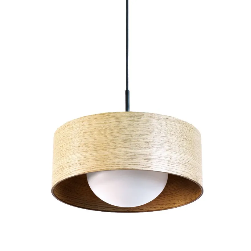KOBE Pendellampe Holz und Opalglas