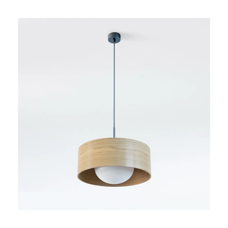 KOBE Pendellampe Holz und Opalglas