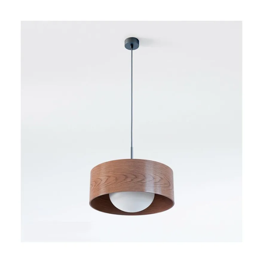 KOBE Pendellampe Holz und Opalglas