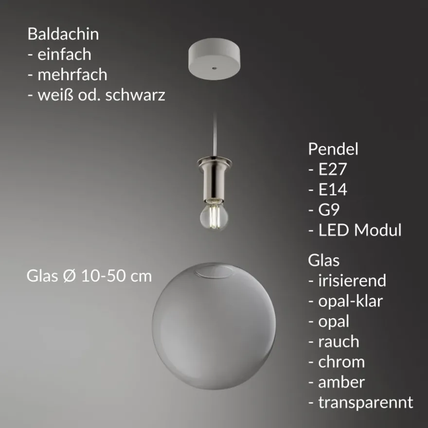 LABELL Glas-Pendelleuchte einzeln Ø 10 cm