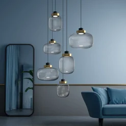 LEGÈR Große 6-flammige Glas-Hängeleuchte