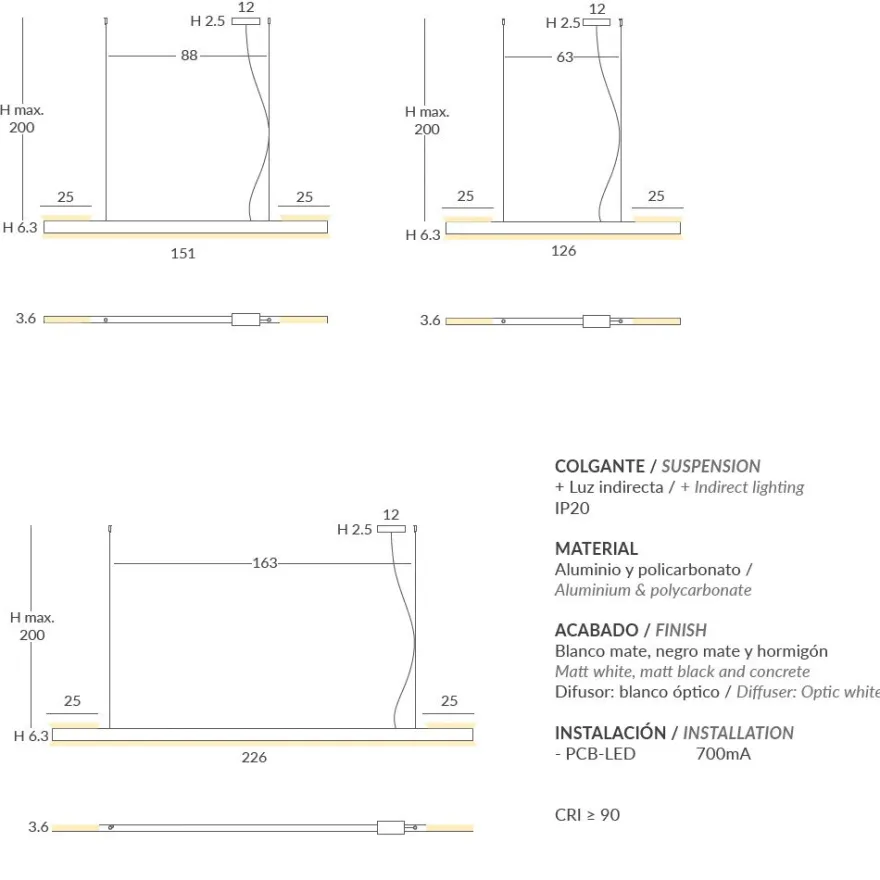 LINEA Lange LED Linien-Pendelleuchte Up&down Licht