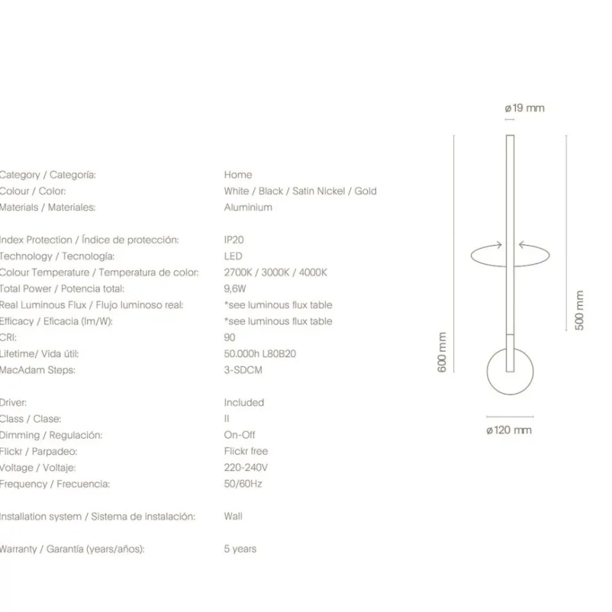 LINES VERTICAL Lange Design-Wandlampe