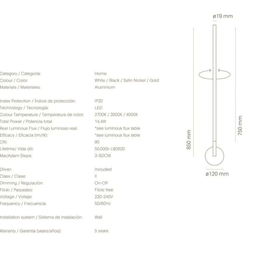 LINES VERTICAL Lange Design-Wandlampe