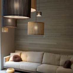 LUZ OCULTA WOOD Besondere Hängeleuchte mit Holzverblendung