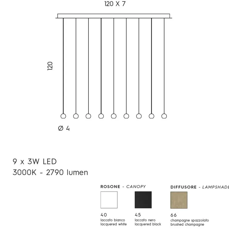 MAGNETIC Moderne LED Hängeleuchte mit neun Pendeln