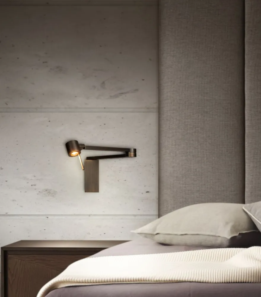 MANHATTEN Wandleuchte mit flexiblen Wandarm in Bronze