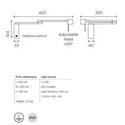 MANHATTEN Wandleuchte mit flexiblen Wandarm in Nickel
