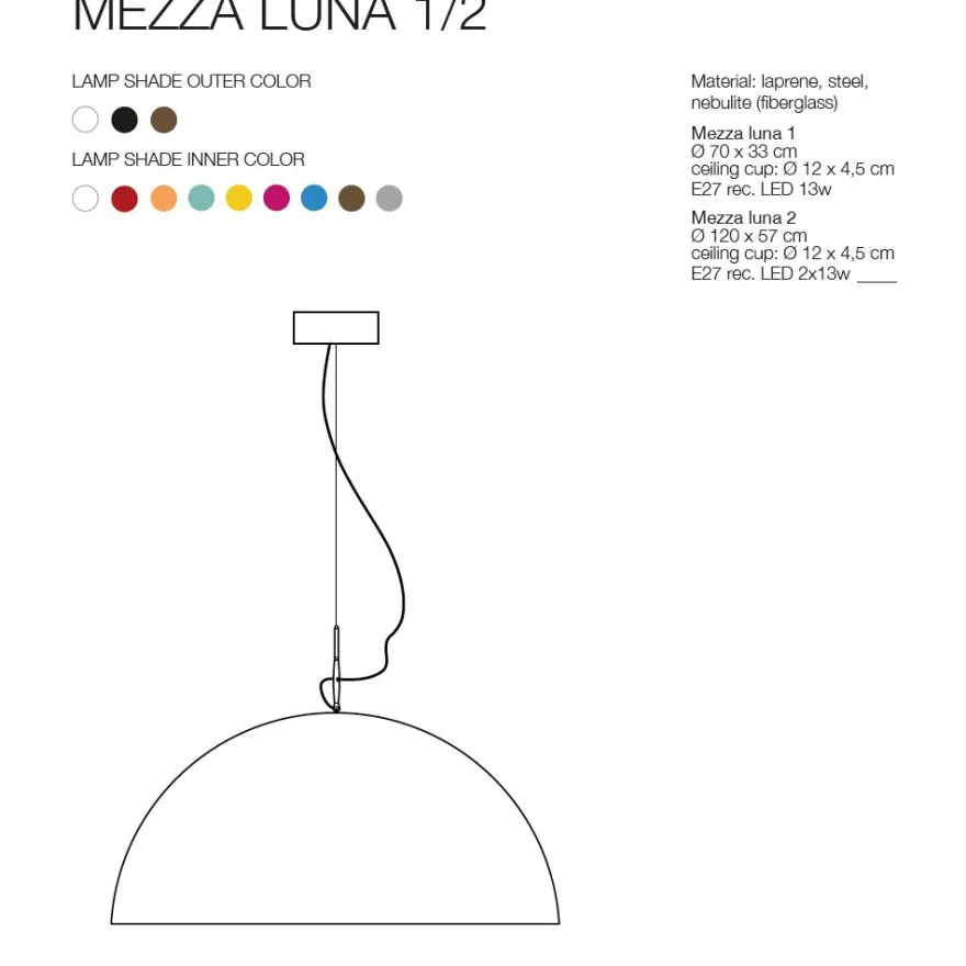 MEZZA LUNA Sehr große Hängeleuchte in schwarz